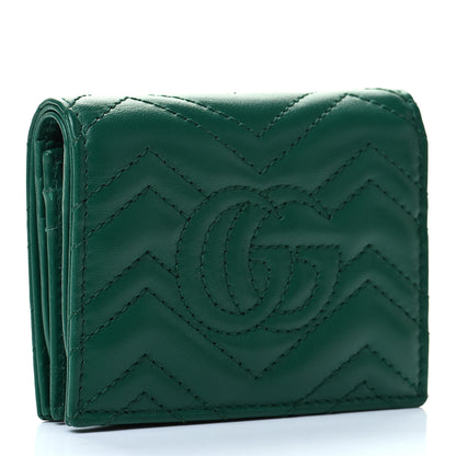 Gucci Calfskin Matelasse GG Marmont Card Case Wallet Emerald 3 of 7