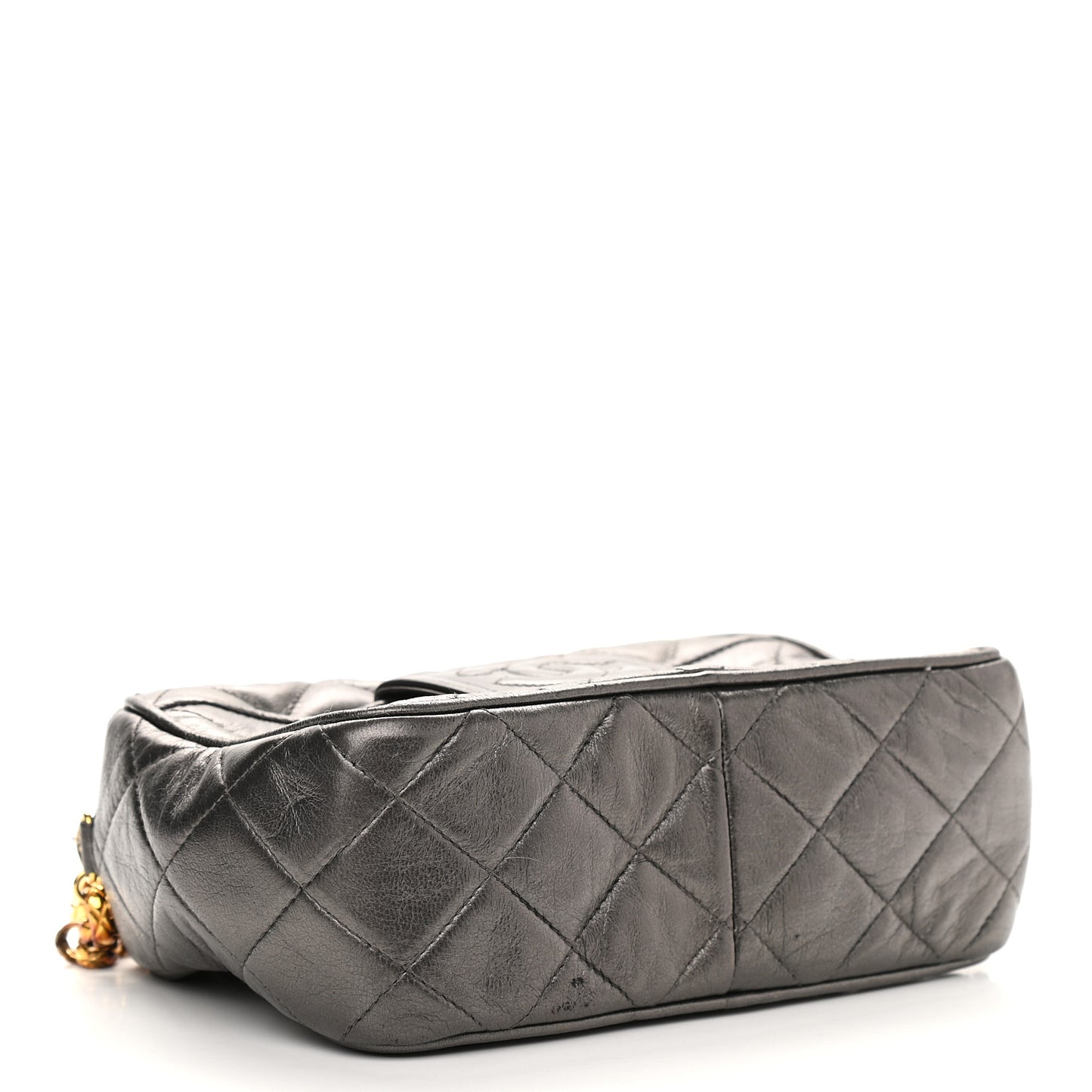 Lambskin Quilted Tassel Camera Case Black