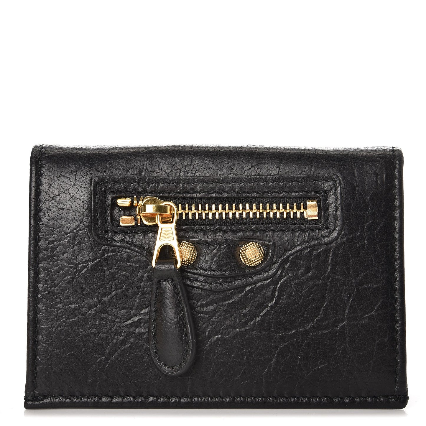 Agneau Giant 12 Gold Hardware Gold Card Holder Black