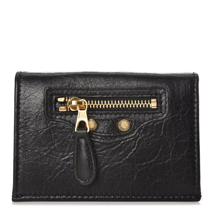 Balenciaga Agneau Giant 12 Gold Hardware Gold Card Holder Black 1 of 7