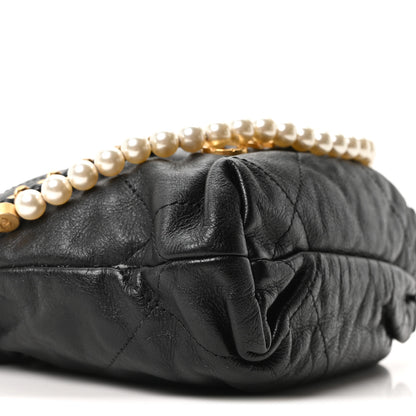 Chanel Shiny Crumpled Calfskin Quilted Pearl Mini Chanel 22 Black 9 of 10