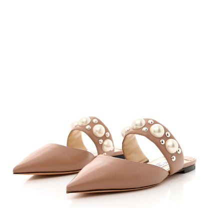 Jimmy Choo Calfskin Pearl 100 Mules 37 Tan 3 of 9
