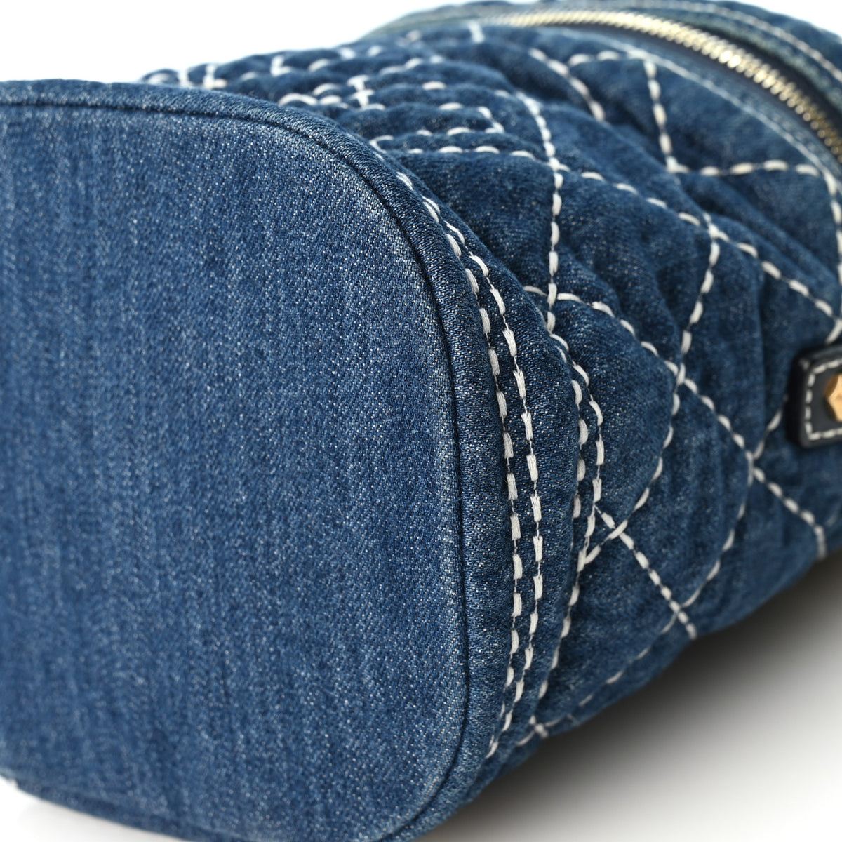 Chanel Denim Quilted Denim Trip Vanity Cosmetic Case Blue 10 of 10