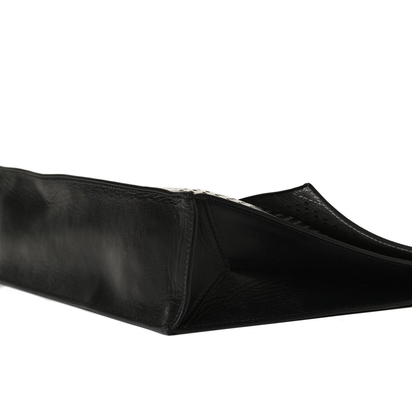 Lambskin Perforated Small Lunch Bag Clutch Black