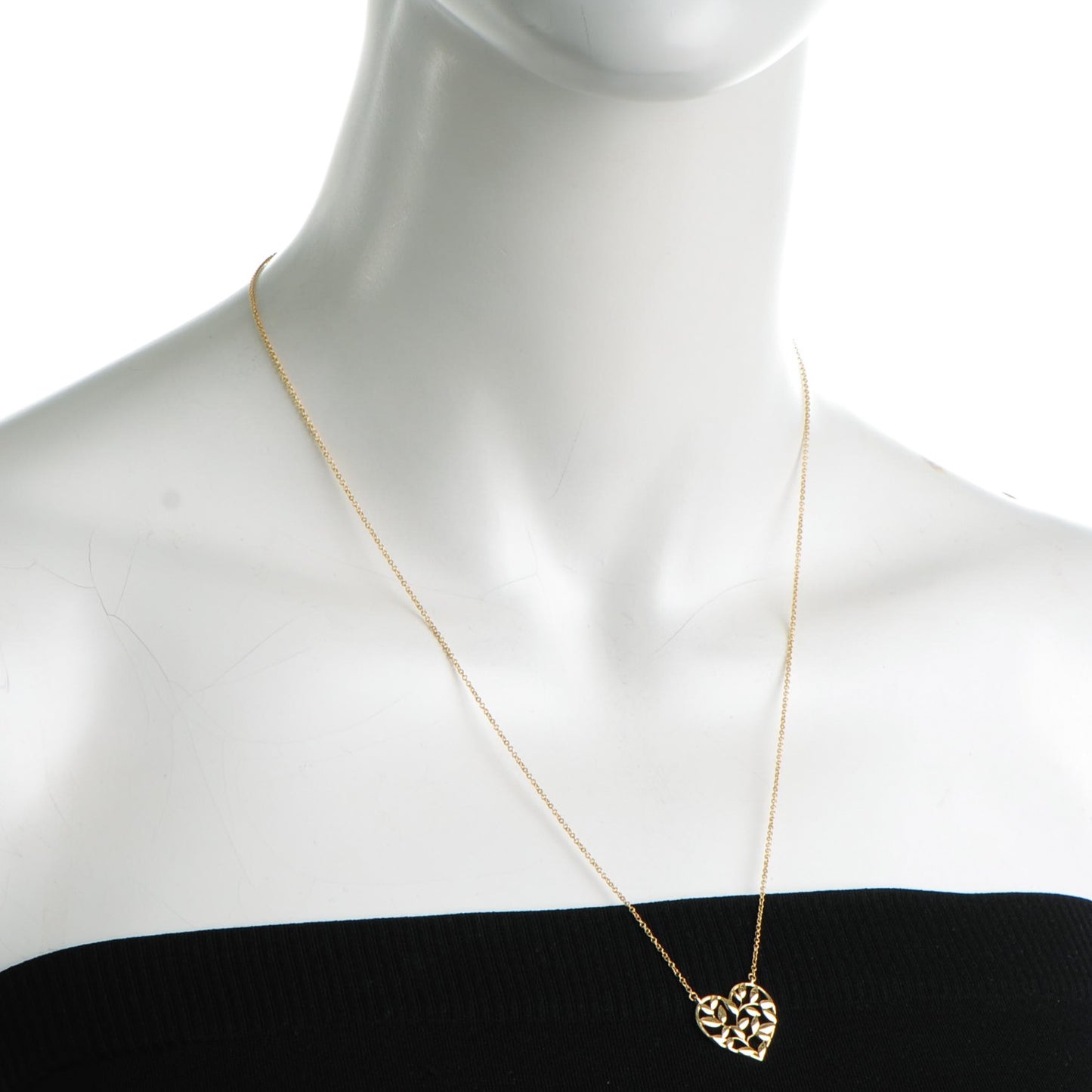 18K Yellow Gold Paloma Picasso Olive Leaf Heart Pendant Necklace