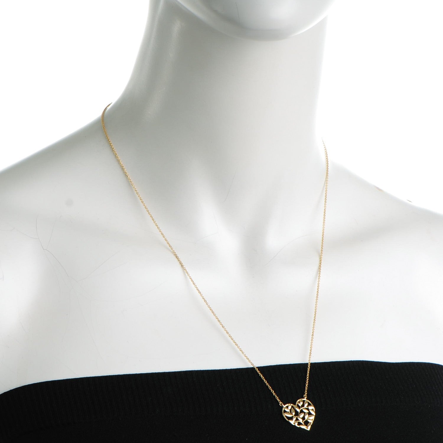 Tiffany 18K Yellow Gold Paloma Picasso Olive Leaf Heart Pendant Necklace 2 of 6