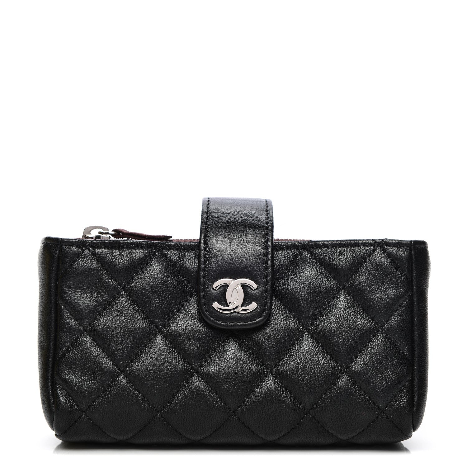 Chanel Lambskin Quilted Mini Phone Holder Clutch Black 1 of 7