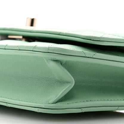 Chanel Lambskin Quilted Pearl Top Handle Wallet On Chain WOC Light Green 11 of 11