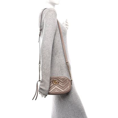 Gucci Calfskin Matelasse Small GG Marmont Chain Shoulder Bag Porcelain Rose 2 of 12