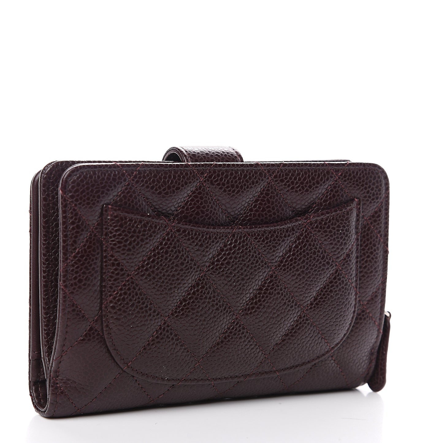 Caviar Quilted Zipped Pocket Wallet Burgundy