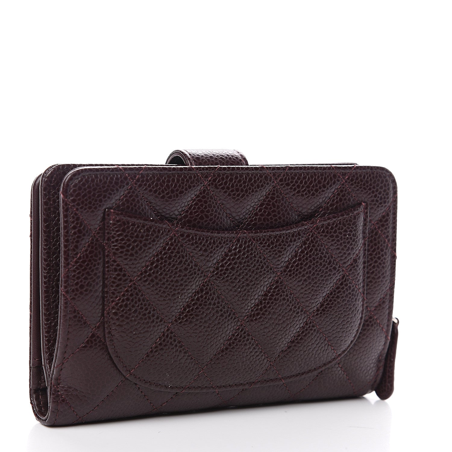 Chanel Caviar Quilted Zipped Pocket Wallet Burgundy 2 of 8