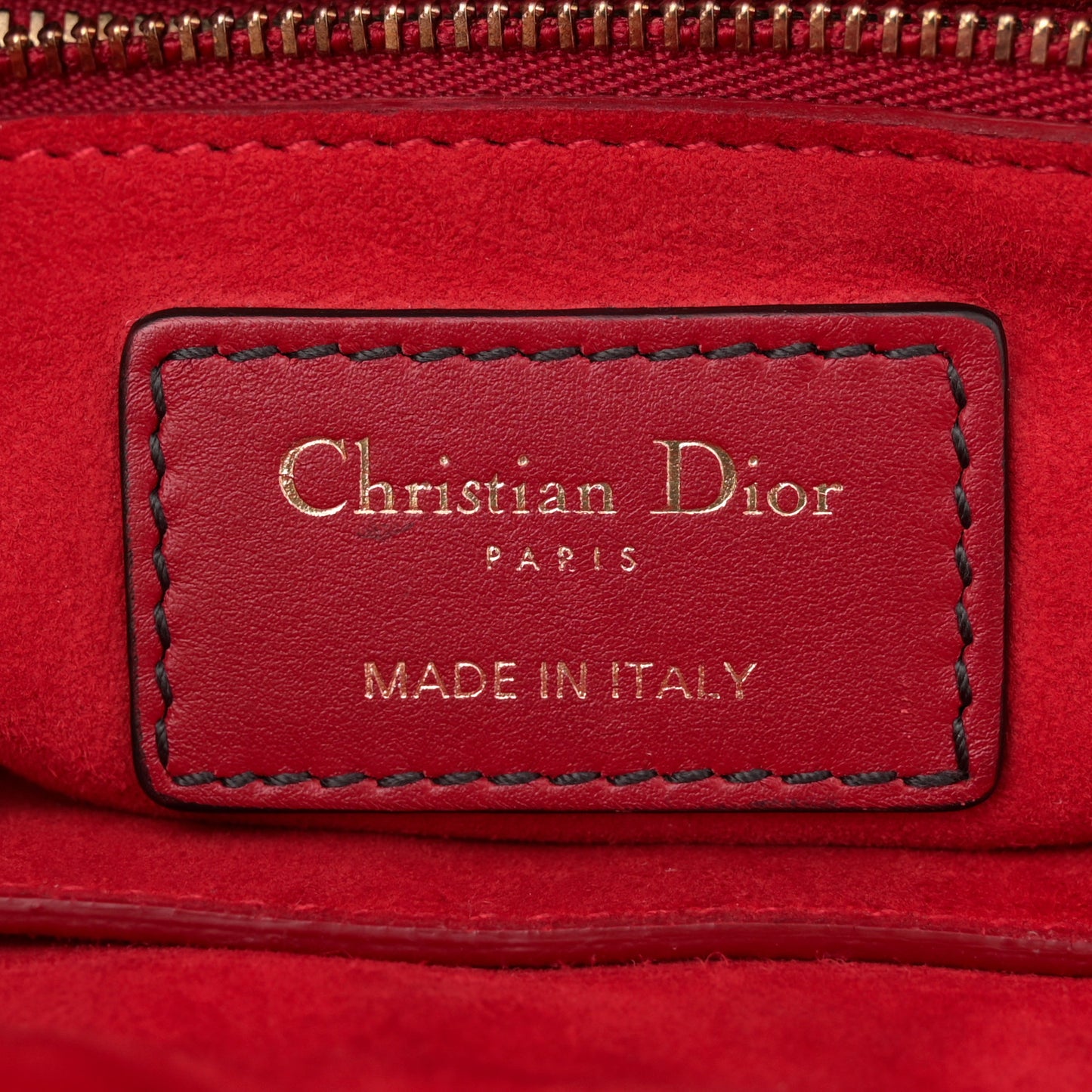 Calfskin Cannage Studded Medium Supple Lady Dior Red