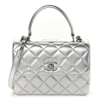 Chanel Metallic Lambskin Quilted Small Trendy CC Flap Dual Handle Bag Silver 1 of 14