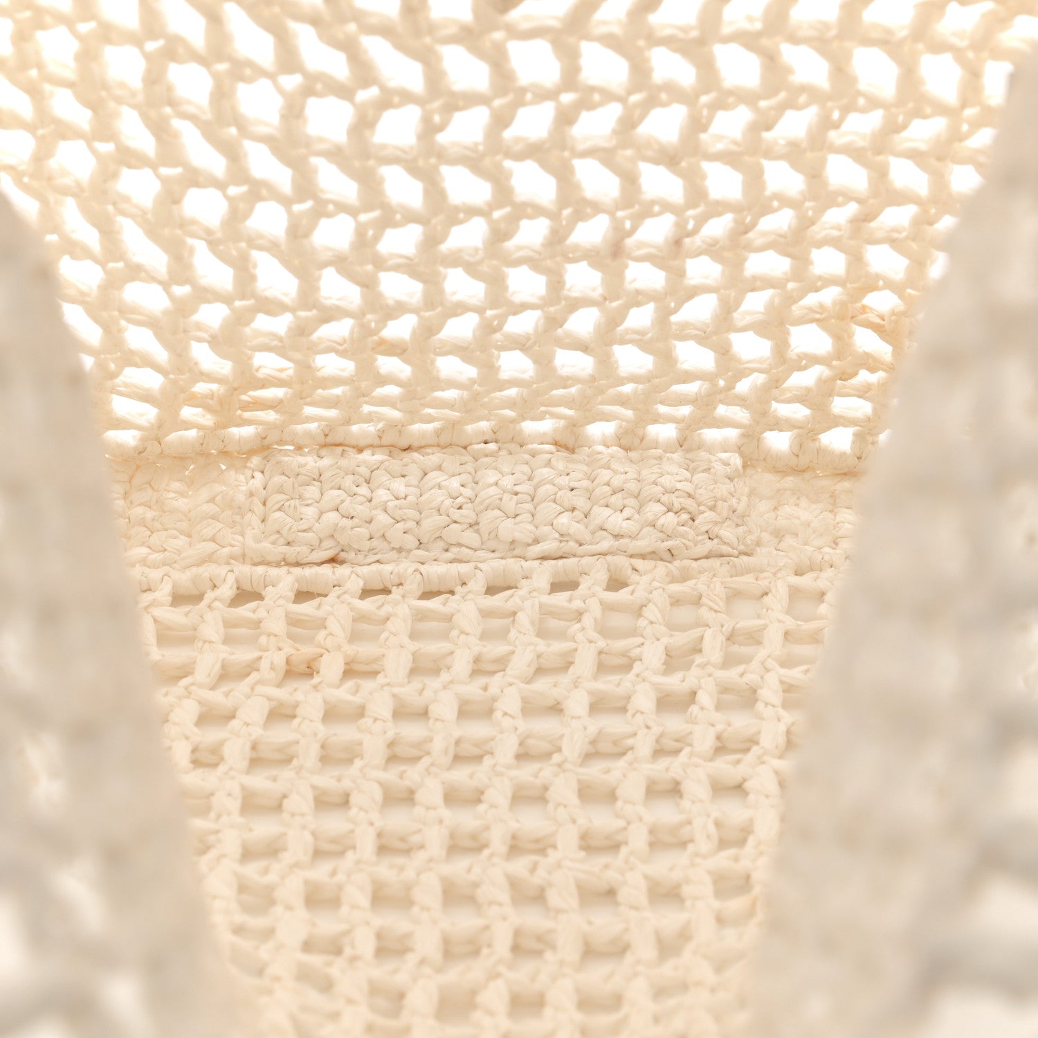 Prada Yarn Raffia Effect Crochet Logo Embroidered Tote Bag White 5 of 12