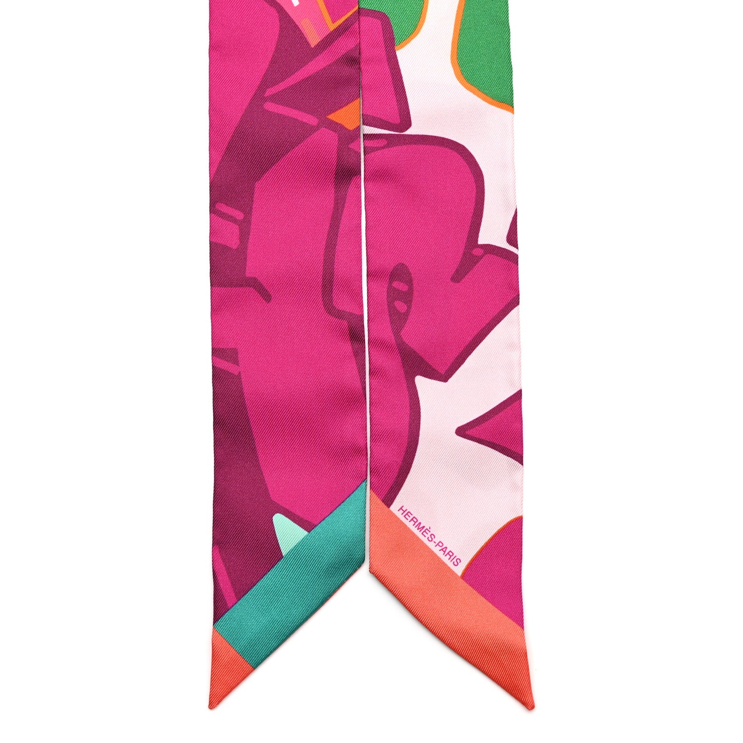 Silk Graff Graffiti Twilly Fuchsia Orange Vert