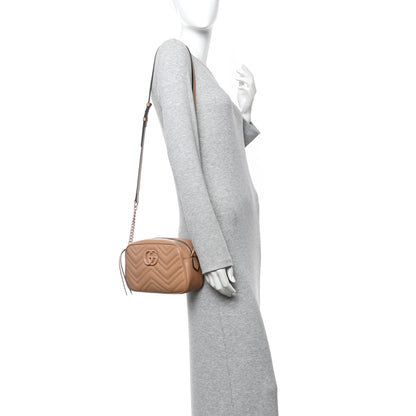 Gucci Calfskin Matelasse Monochrome Small GG Marmont Chain Shoulder Bag Camelia 2 of 10