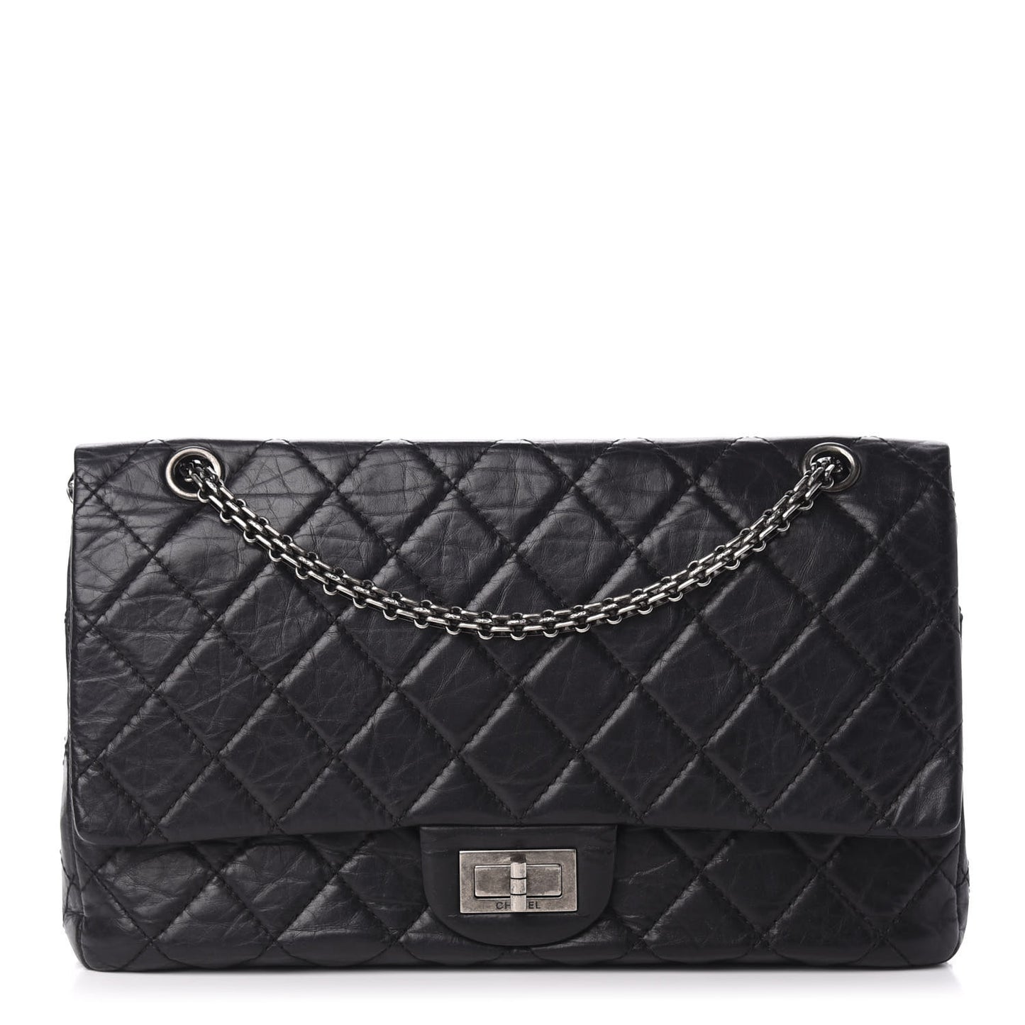 Aged Calfskin Quilted 2.55 Reissue 227 Flap Black