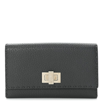 Fendi Cuoio Romano Selleria Peekaboo Continental Wallet Asfalto 1 of 10