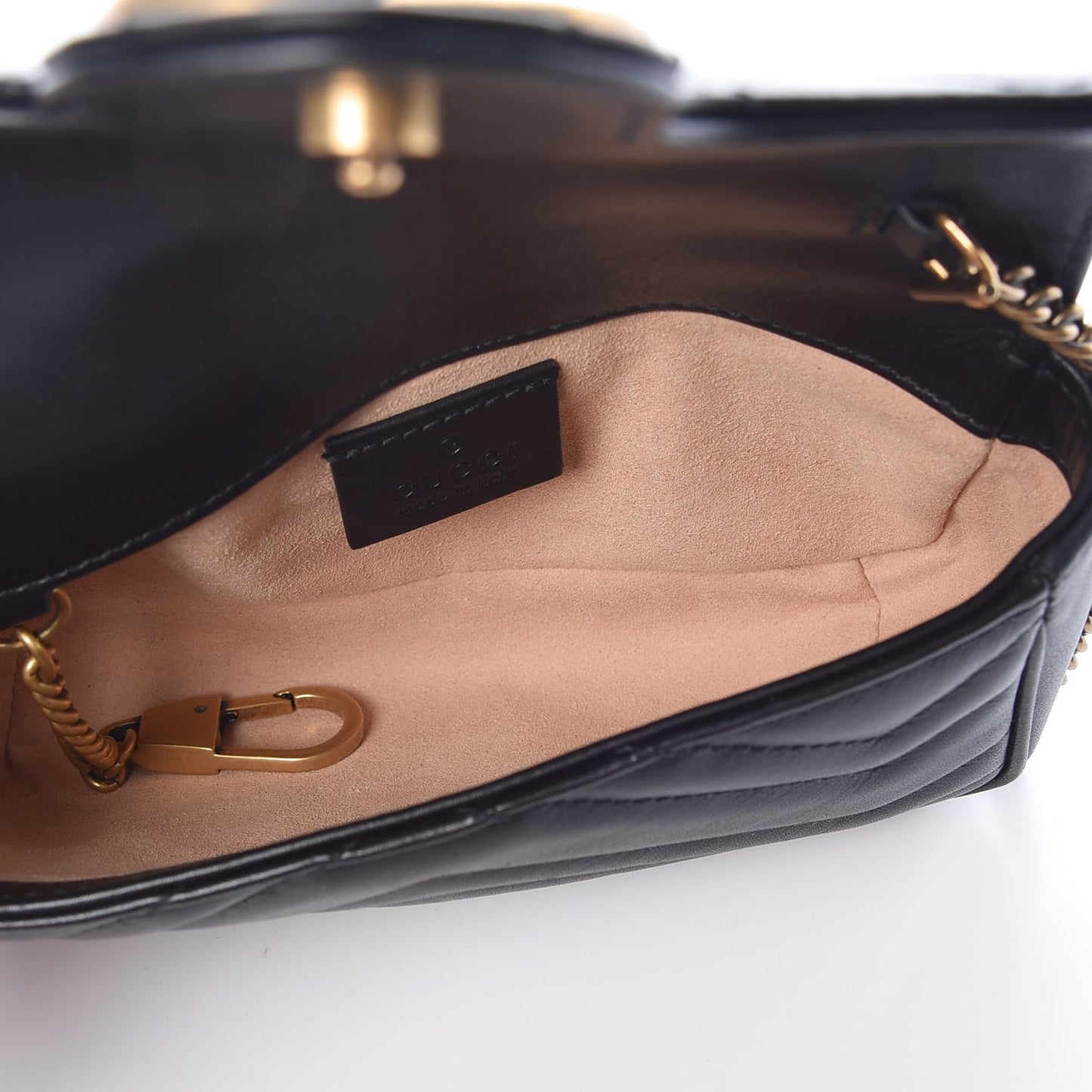 Calfskin Matelasse Super Mini GG Marmont Shoulder Bag Black