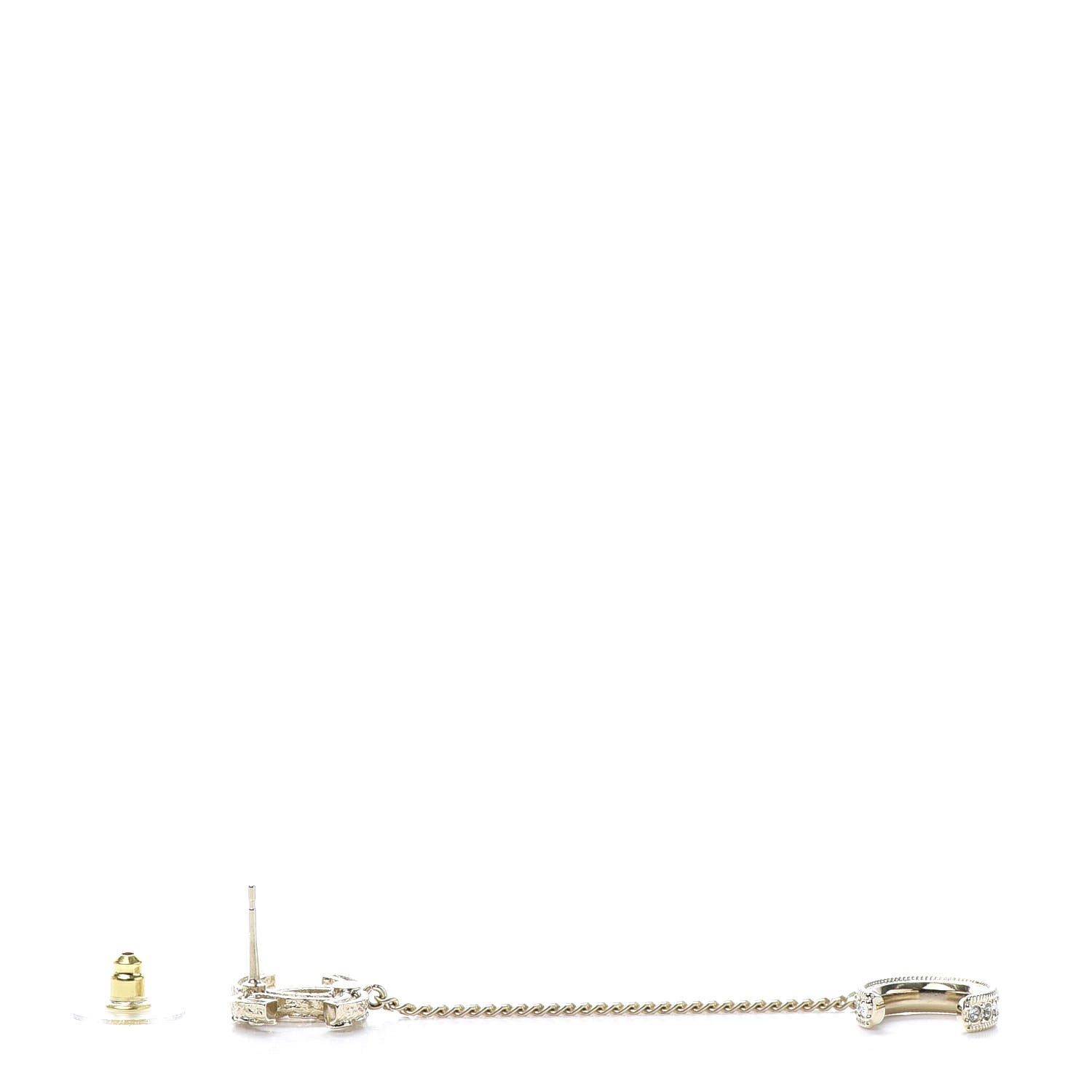 Chanel Crystal CC Cuff Single Earring Gold 4 of 5