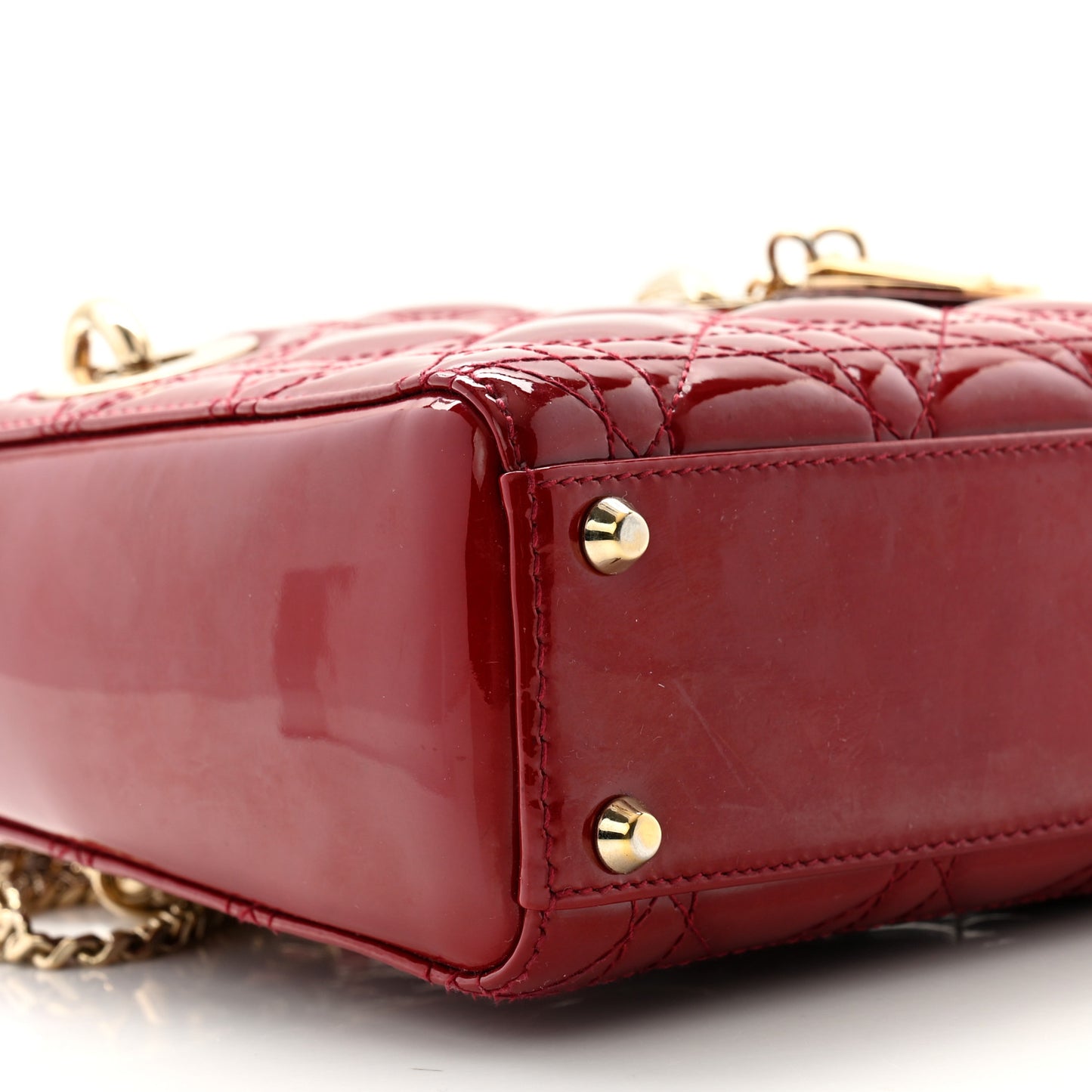 Patent Cannage Mini Lady Dior Red