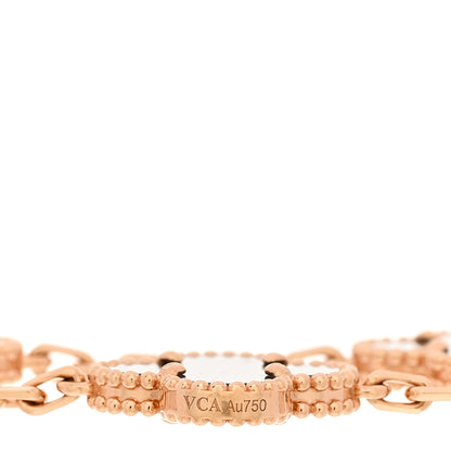 Van Cleef & Arpels 18K Rose Gold Silver Obsidian 5 Motifs Vintage Alhambra Bracelet 3 of 5