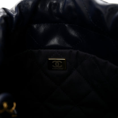 Chanel Shiny Calfskin Quilted Mini Chanel 22 Navy Blue 15 of 21