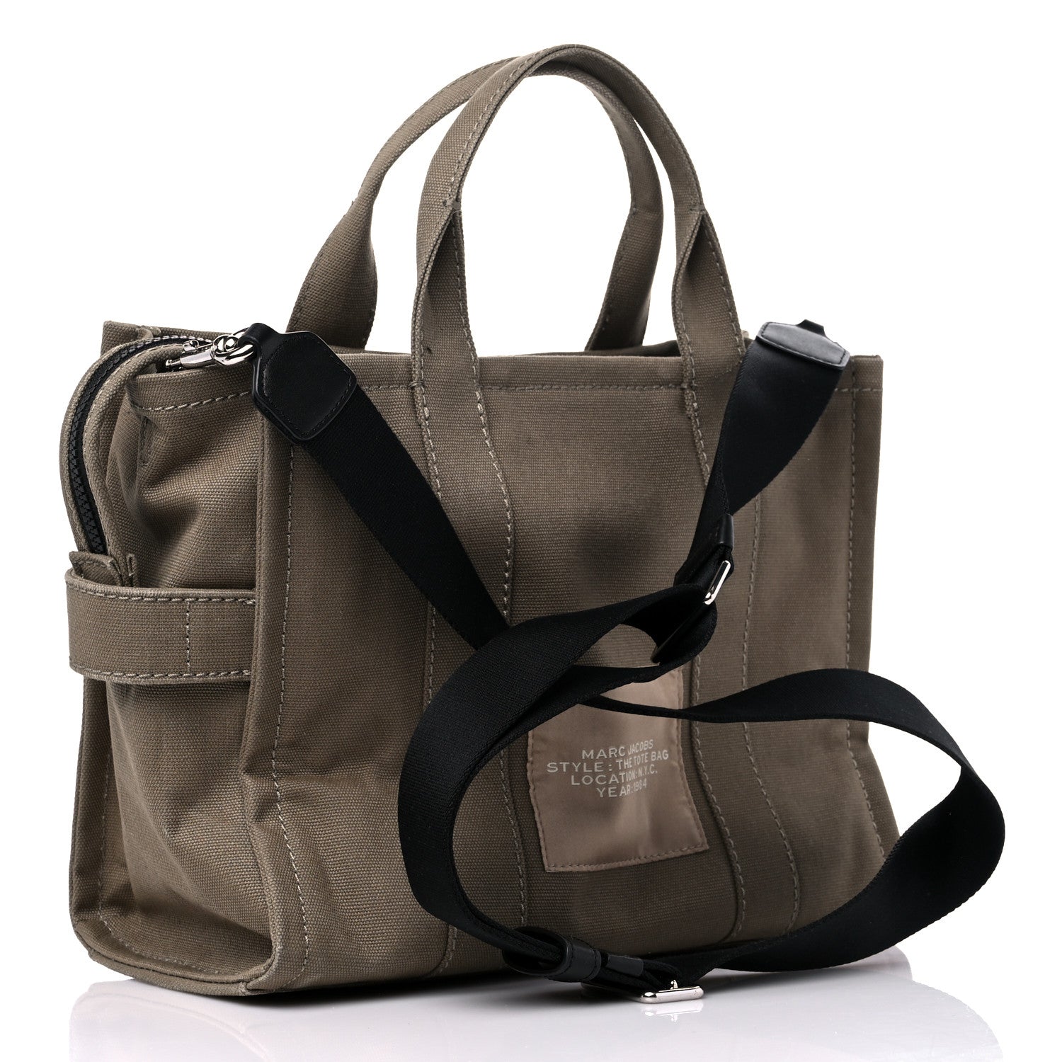 Marc Jacobs Cotton Canvas Medium The Traveler Tote Bag Slate Green 3 of 11