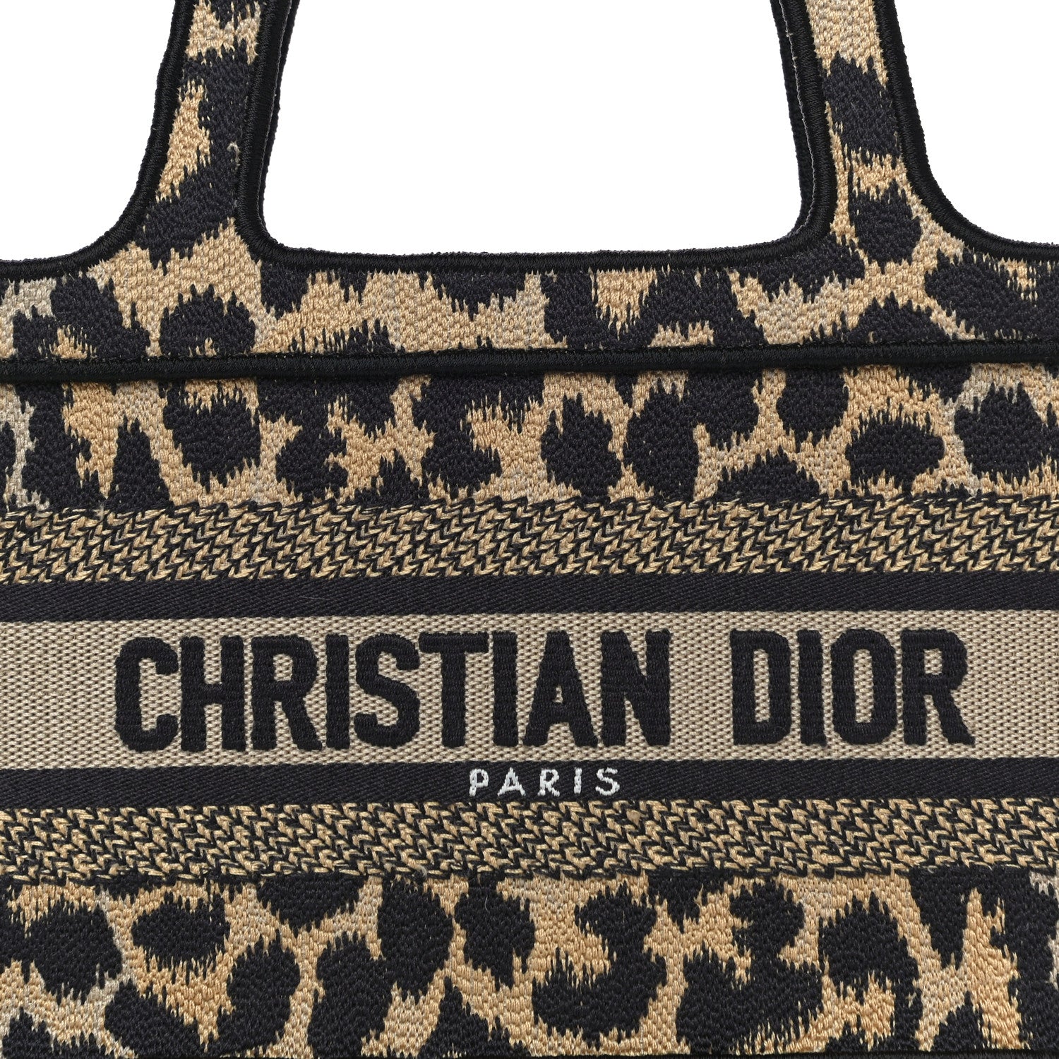 Christian Dior Canvas Mizza Embroidered Mini Leopard Book Tote Beige 7 of 9