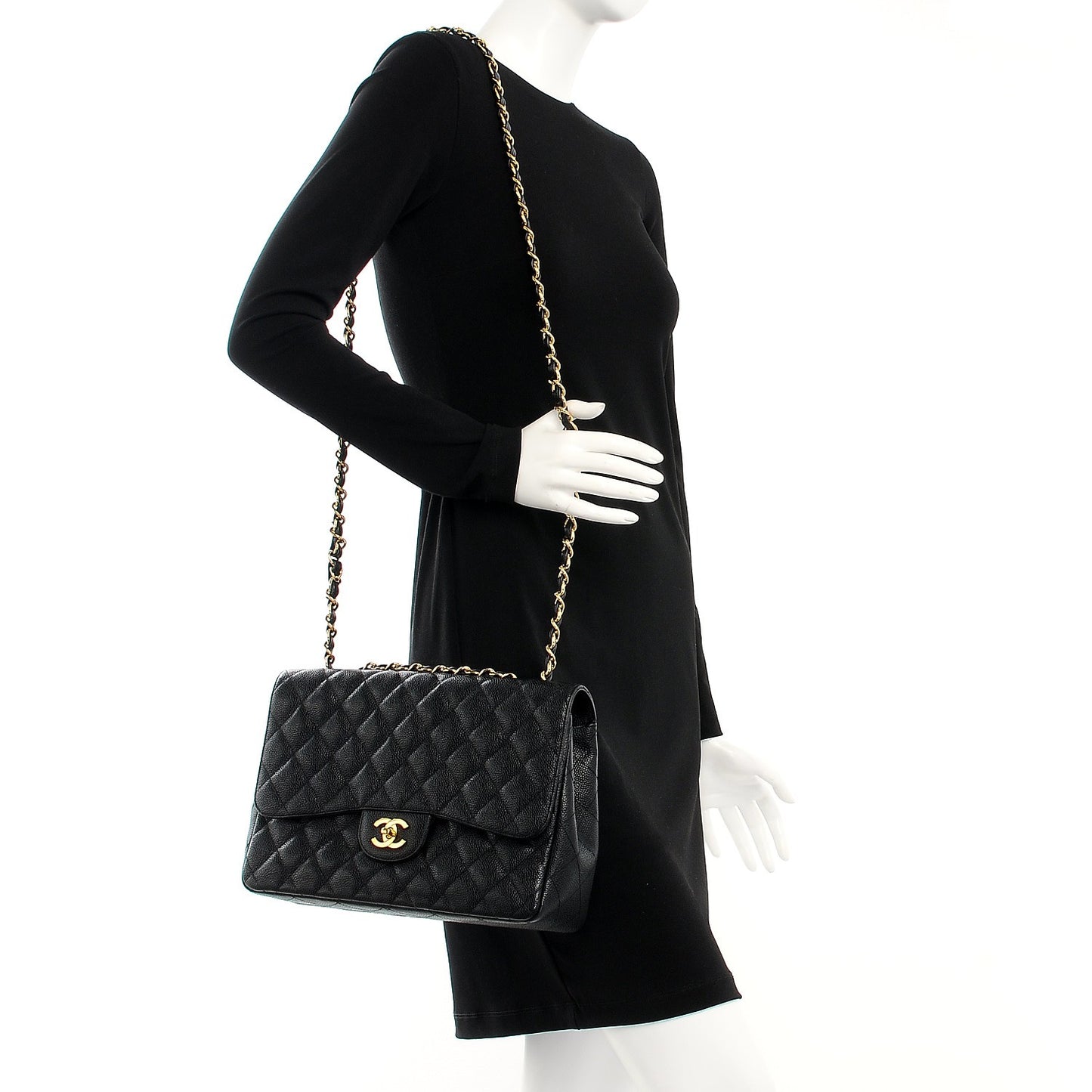 Caviar Quilted Jumbo Single Flap Black