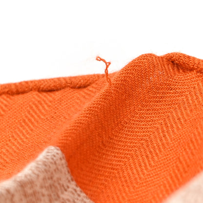 Hermes Cashmere Silk La Cite Cavaliere Shawl 140 Orange Naturel Brun 6 of 8