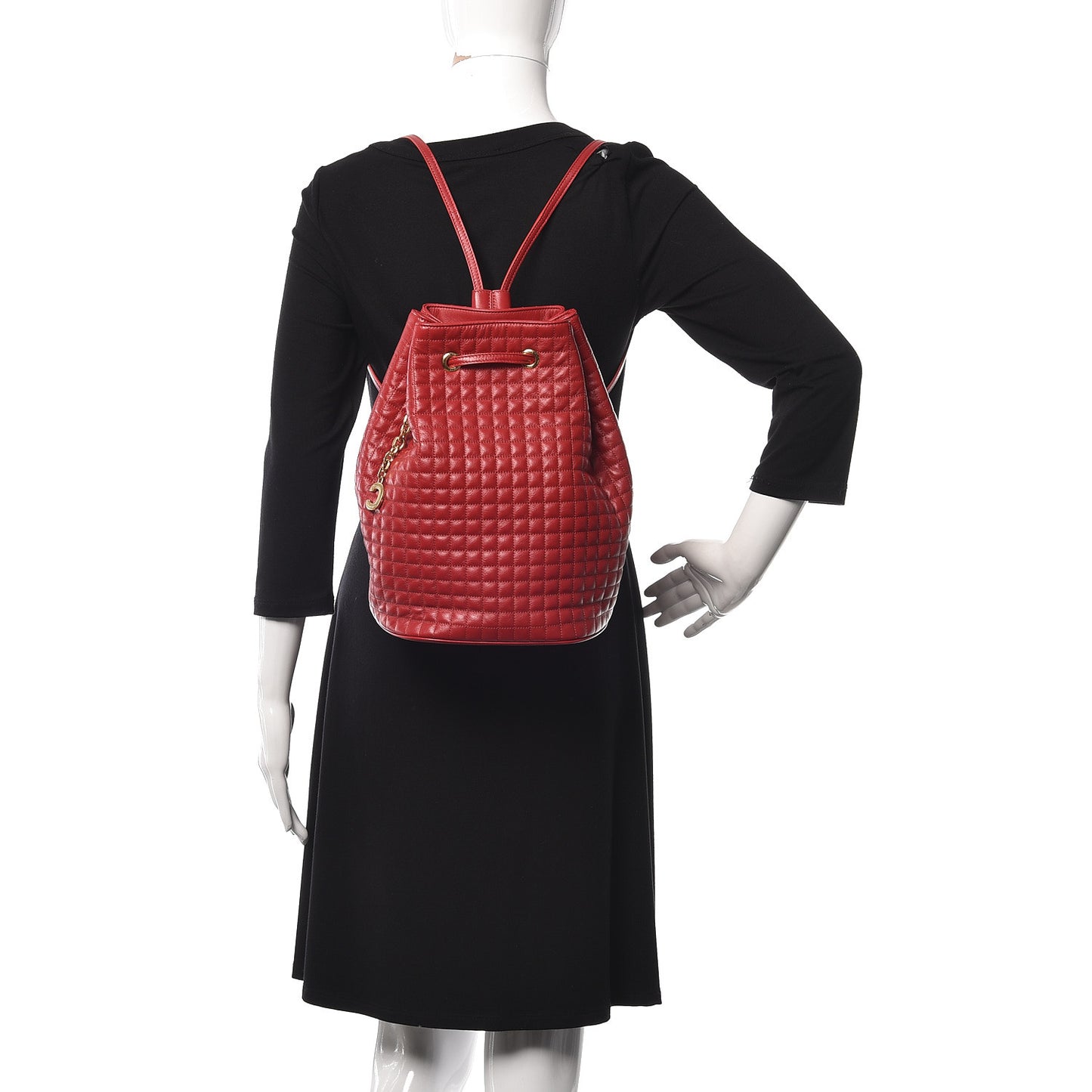 Calfskin Quilted Small C Backpack Red