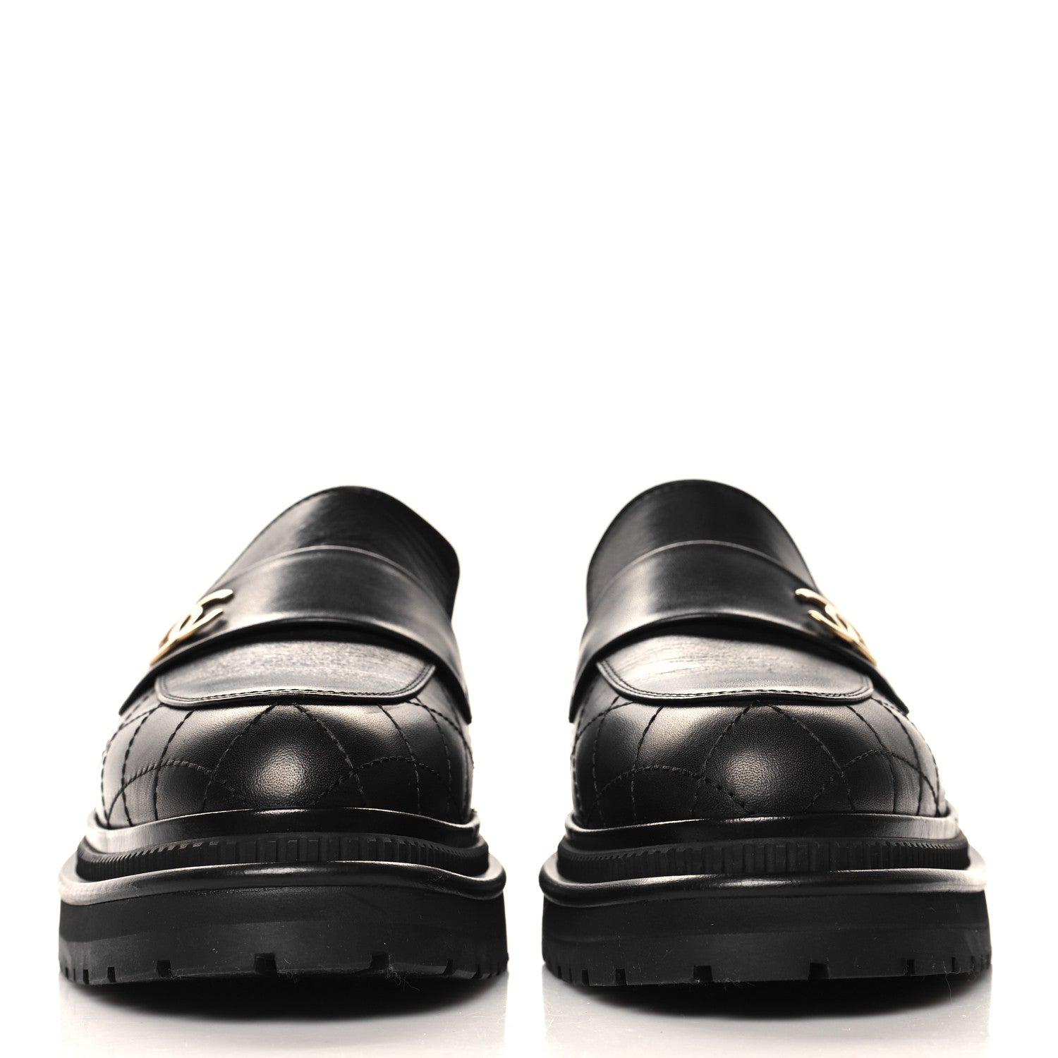 Chanel Calfskin Quilted CC Mocassin Loafers 39.5 Black 3 of 10