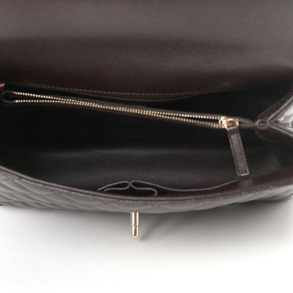 Chanel Caviar Quilted Small Coco Handle Flap Dark Brown 5 of 11