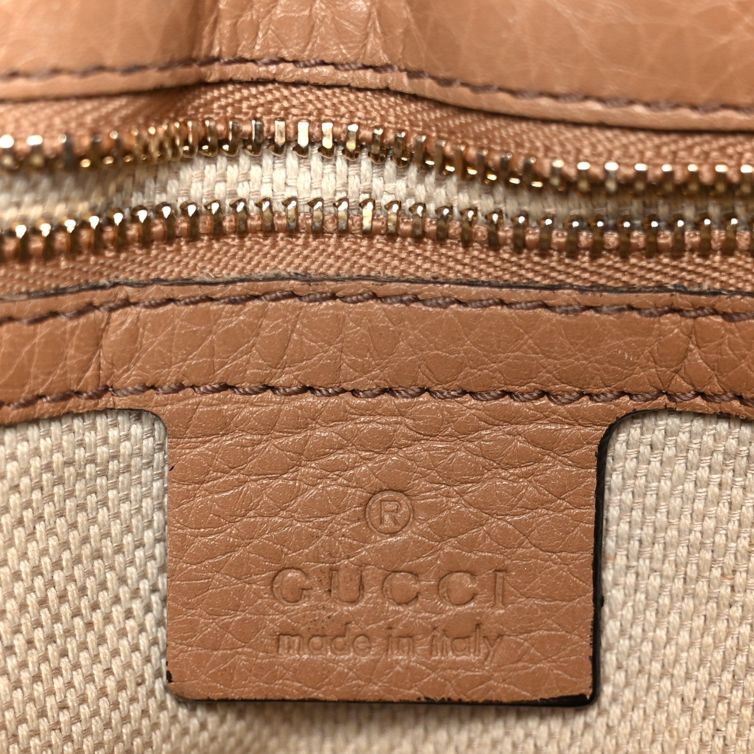 Gucci Pebbled Calfskin Medium Soho Flap Crossbody Camelia 6 of 12