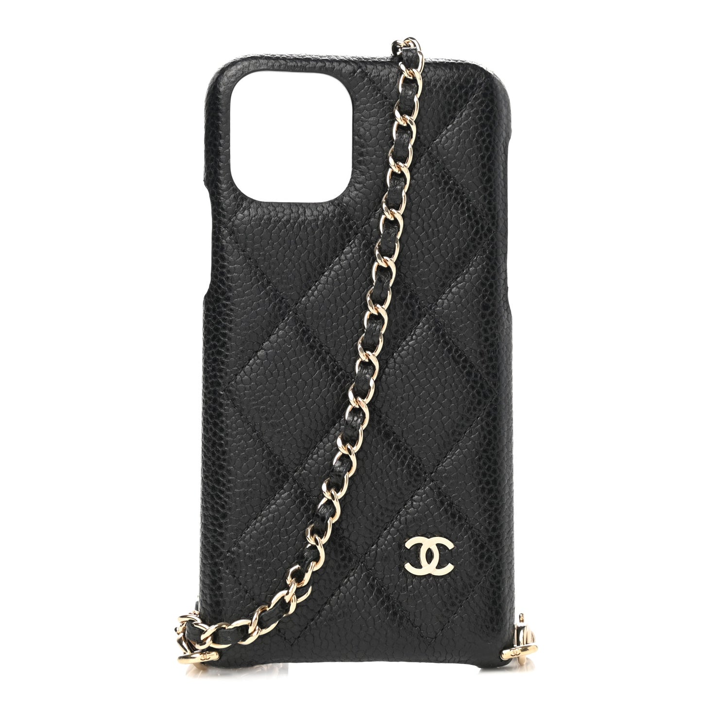 Caviar Quilted iPhone XI Pro Case With Chain Black