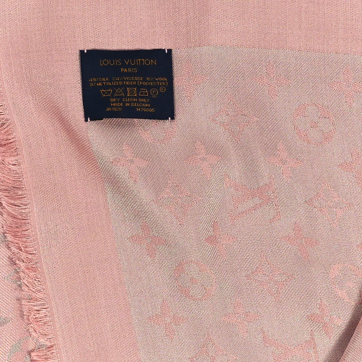 Louis Vuitton Silk Lurex Wool Monogram Shine Shawl Rose Velours 3 of 3