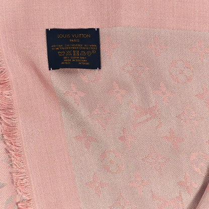 Louis Vuitton Silk Lurex Wool Monogram Shine Shawl Rose Velours 3 of 3
