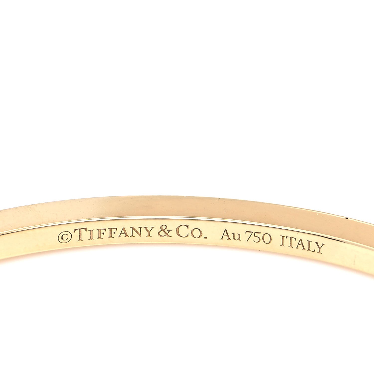 Tiffany 18K Yellow Gold Diamond T Hinged Wire Bangle Bracelet 4 of 4