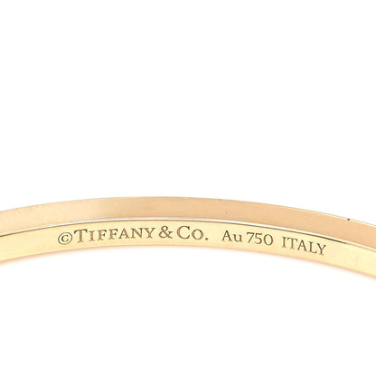 Tiffany 18K Yellow Gold Diamond T Hinged Wire Bangle Bracelet 4 of 4