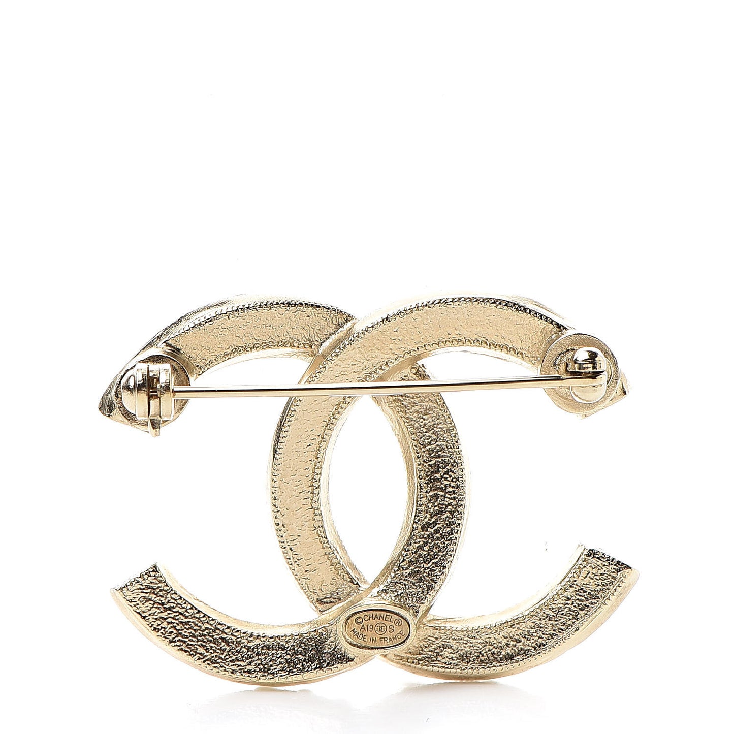 Pearl Enamel CC Brooch Black Gold