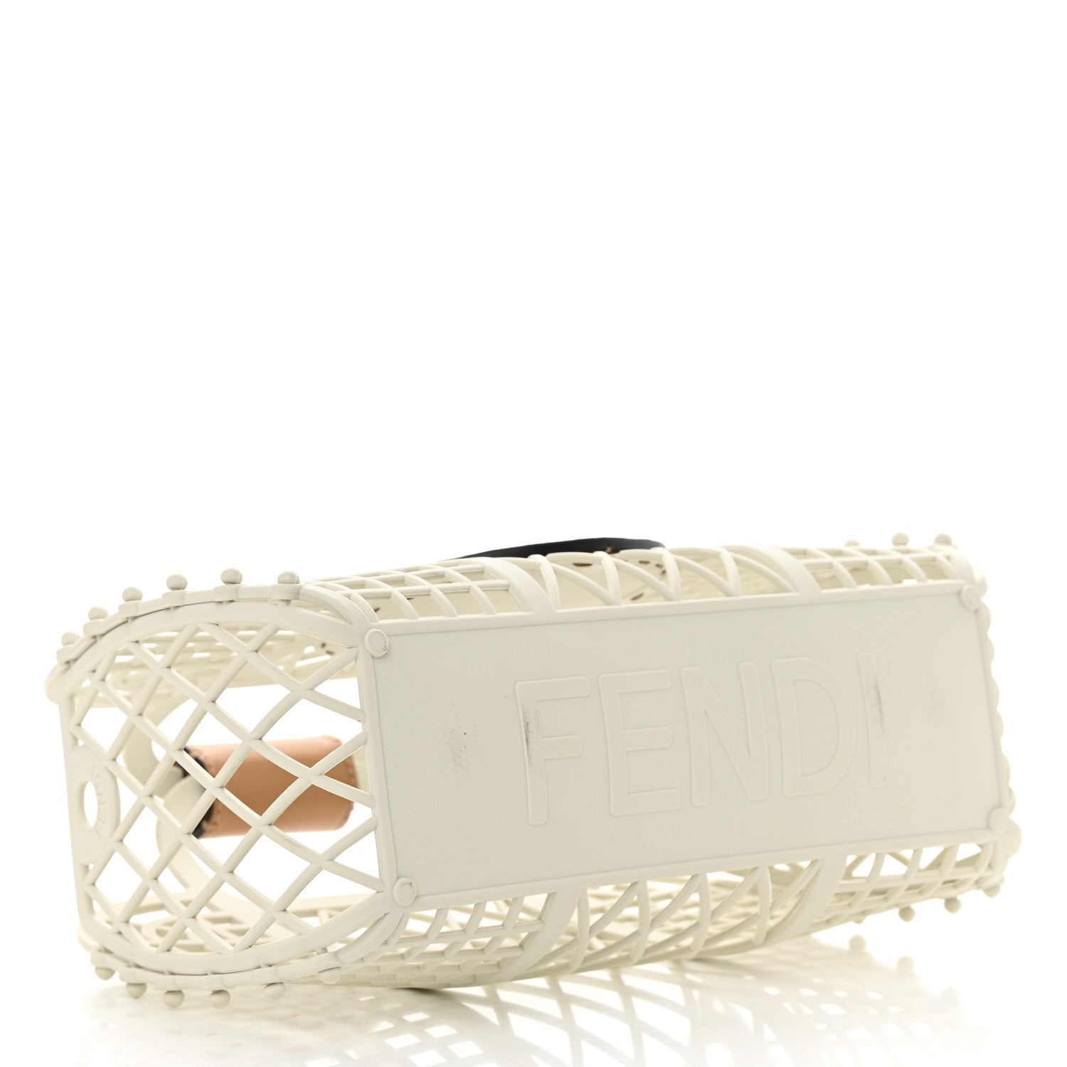 Fendi Recycled Plastic Vitello Liberty Matte Small Fendi Basket White Ice Miele Scuro 3 of 13