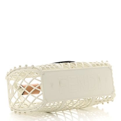 Fendi Recycled Plastic Vitello Liberty Matte Small Fendi Basket White Ice Miele Scuro 3 of 13