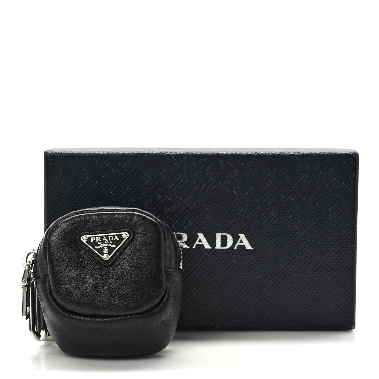 Nappa Re-Nylon Metal Triangle Logo Mini Arm Pouch Black