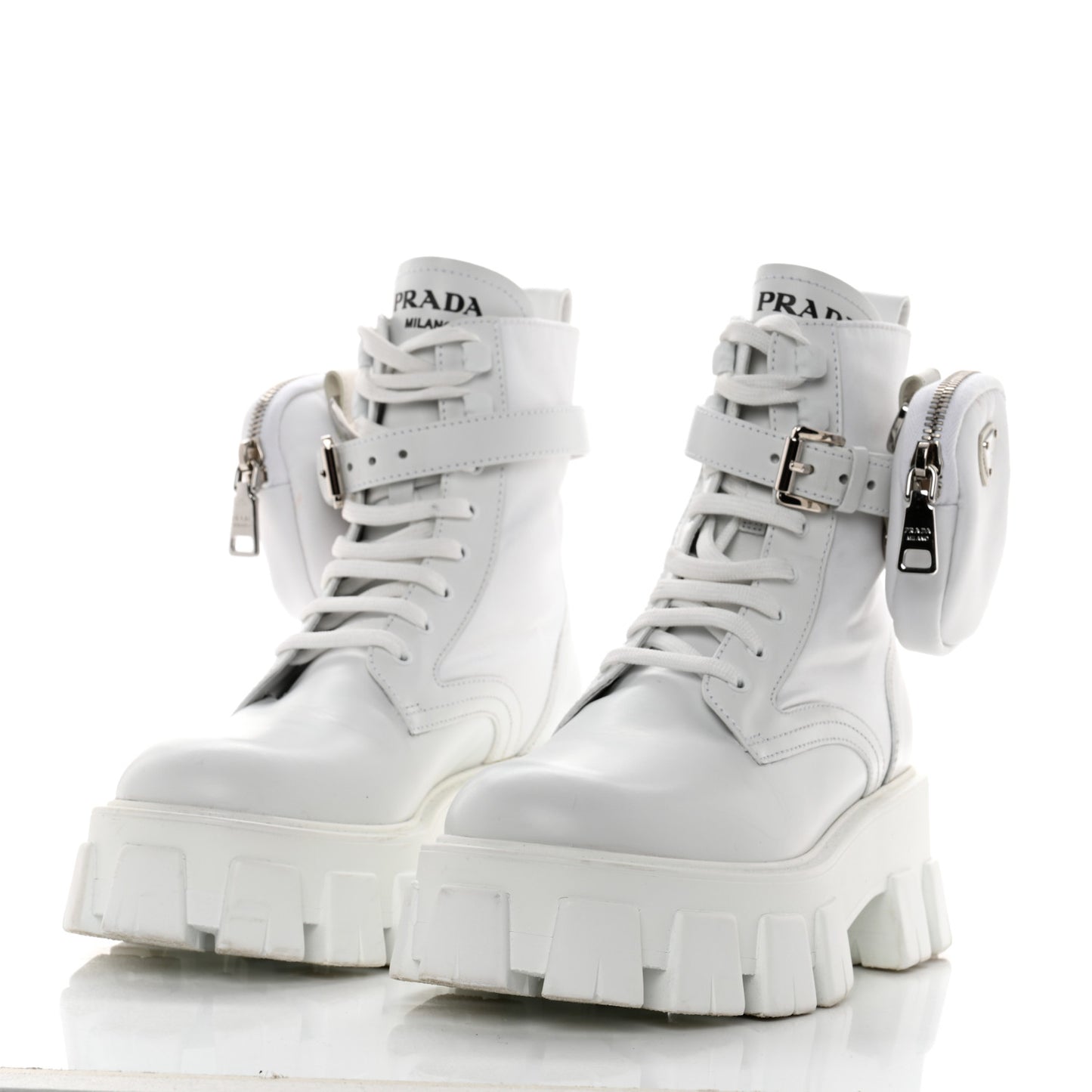 Spazzolato Rois Re-Nylon Metal Triangle Logo Monolith Pouch Pocket 55mm Boots 37 White