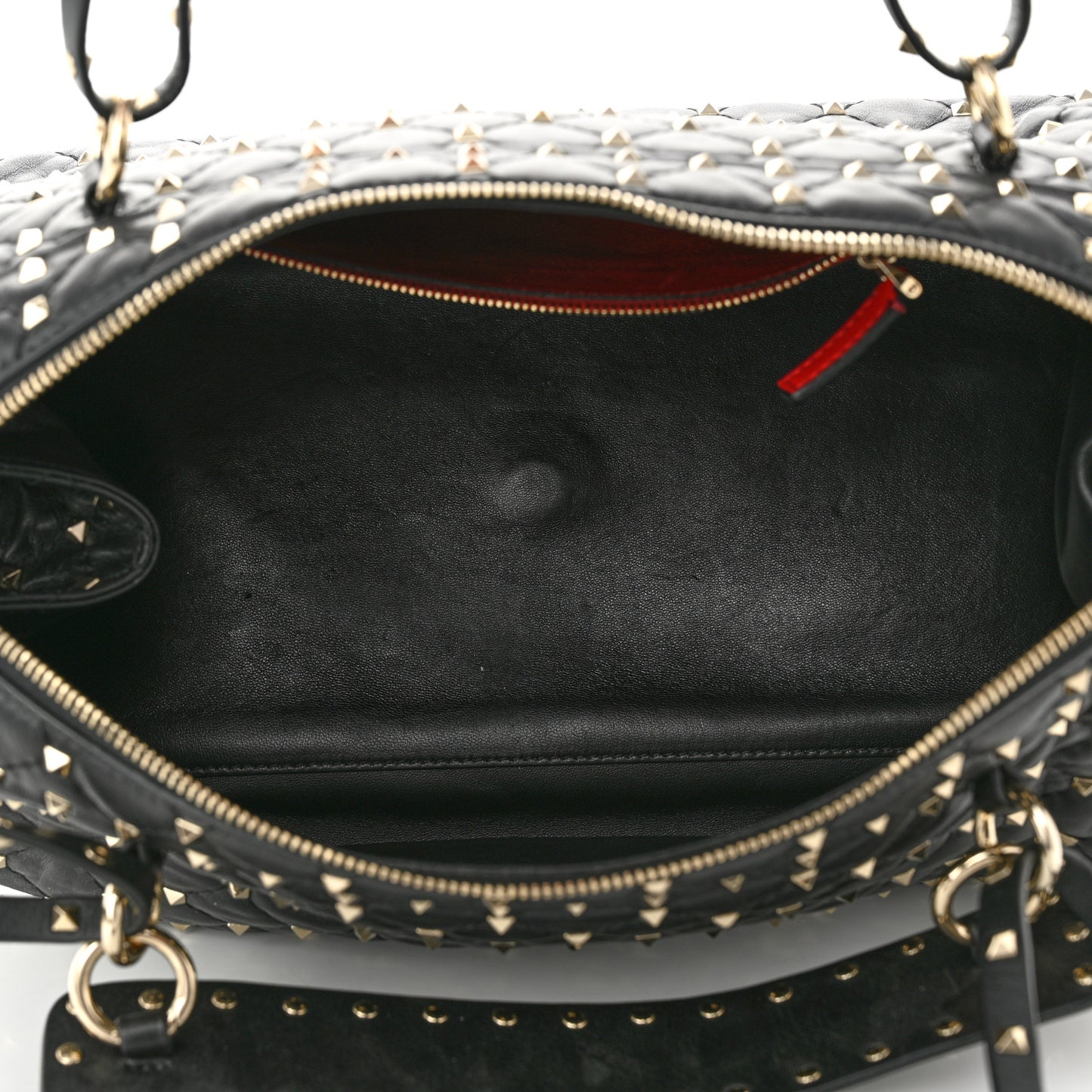 Lambskin Rockstud Spike Duffle Bag Black