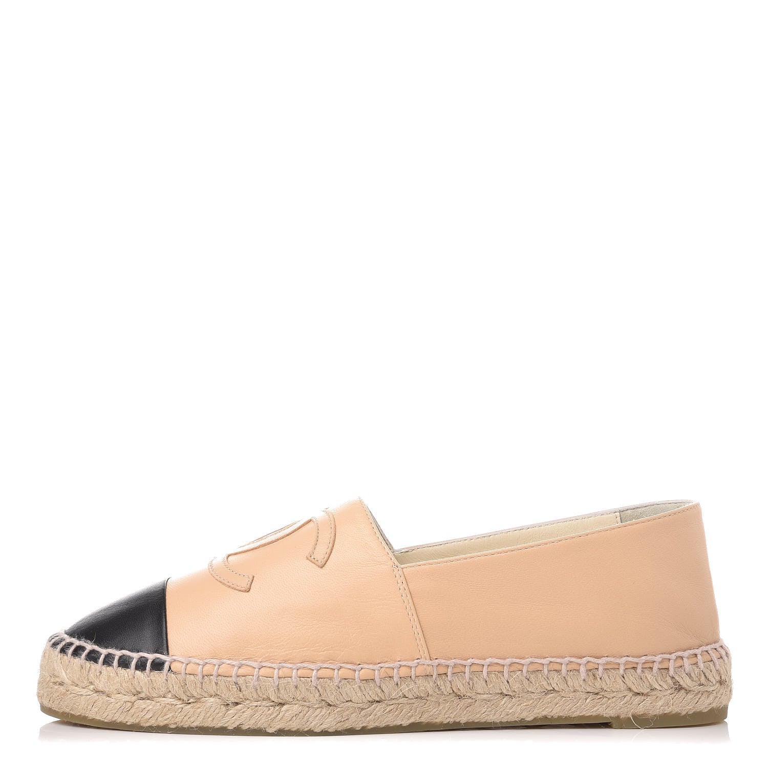 Chanel Lambskin CC Espadrilles 38 Beige Black 1 of 13