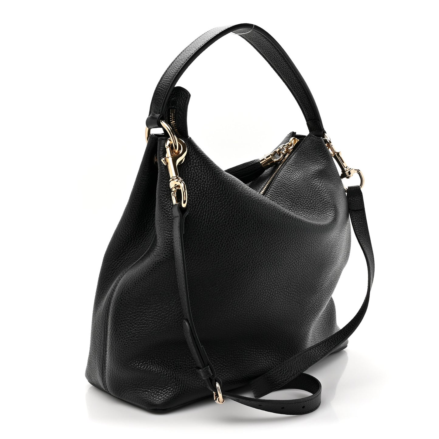 Pebbled Calfskin Large Soho Hobo Black