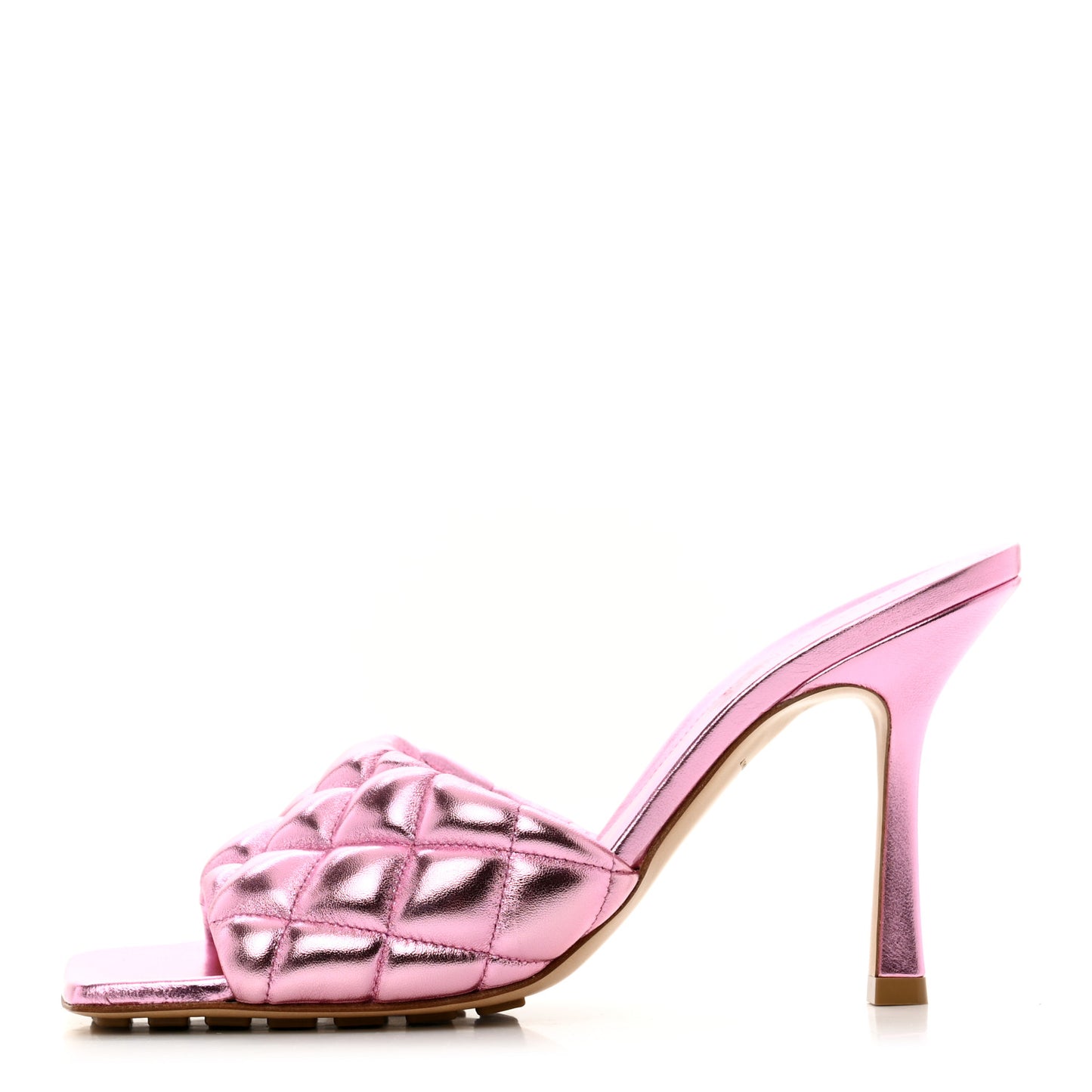 Metallic Nappa Reflection Matelasse Padded Mule Sandals 38 Azalea