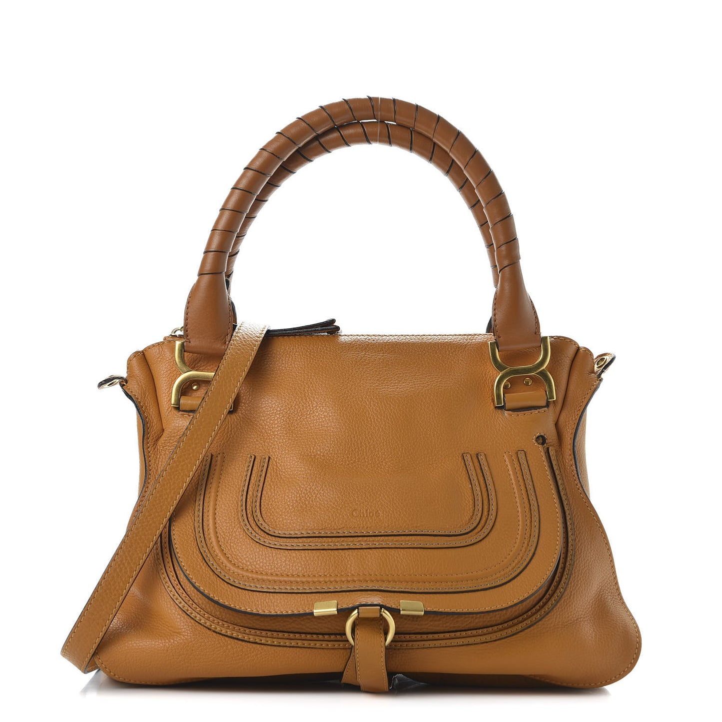 Calfskin Medium Marcie Satchel Brown Sugar